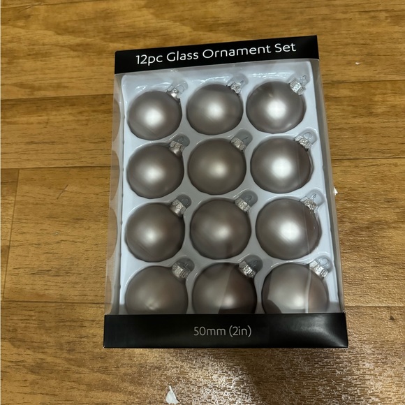 12 Piece Matte Silver Glass Ornament Set - Picture 1 of 1